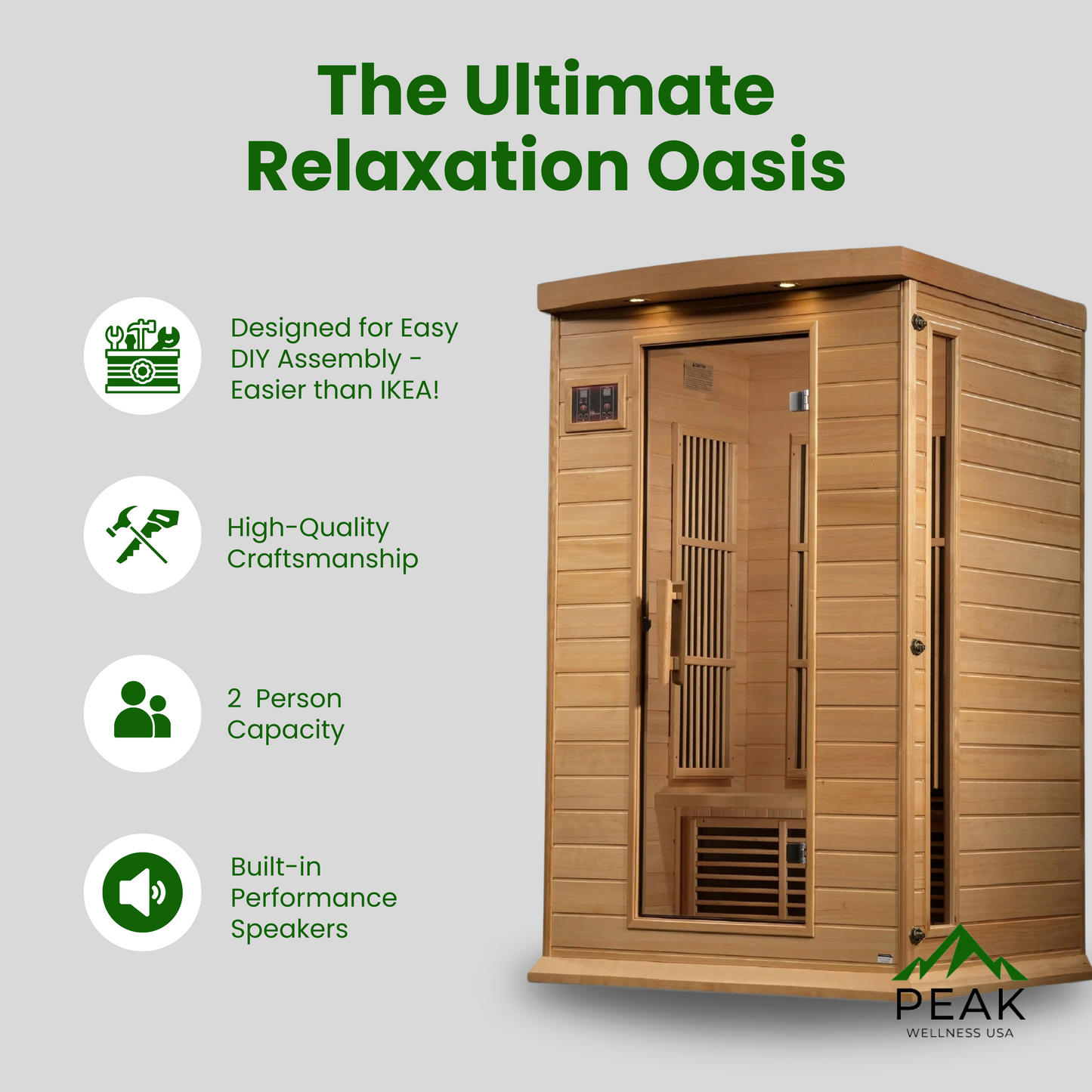 The Vitality 2 Person Near Zero EMF Infrared Sauna | Maxxus Saunas Maxxus Saunas