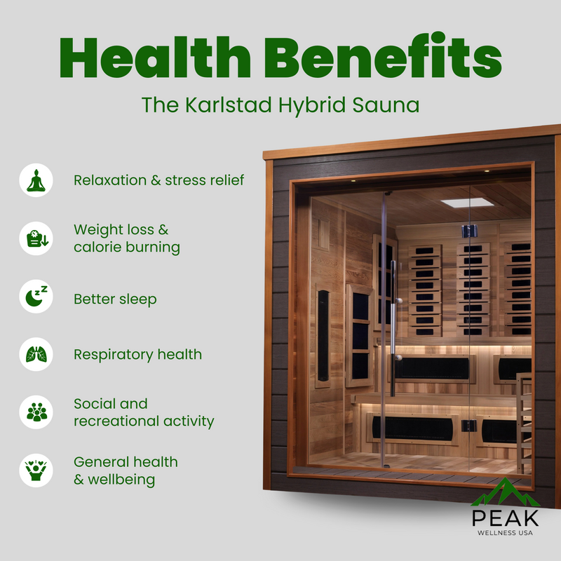 The Karlstad 6 Person Luxury Hybrid (Full Spectrum IR and Traditional) Sauna | Golden Designs