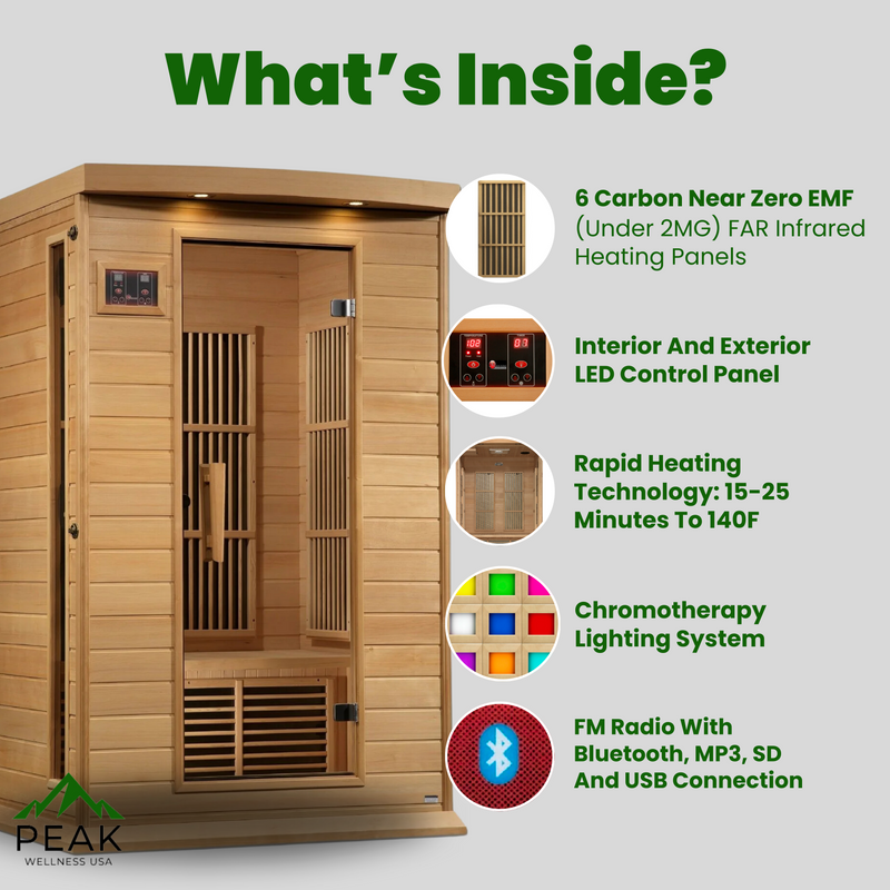 The Vitality 2 Person Near Zero EMF Infrared Sauna | Maxxus Saunas