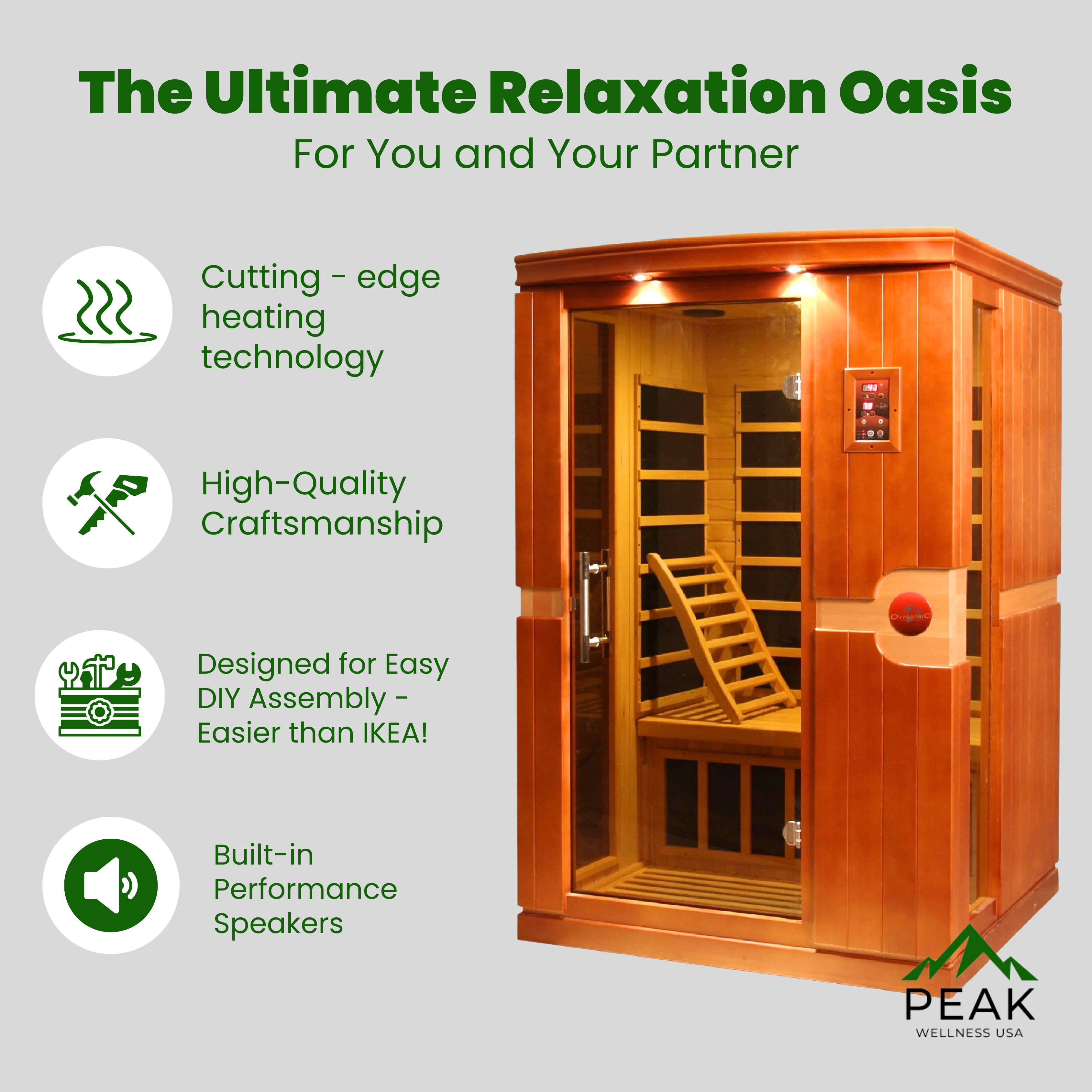 The Venice Elite 2 Person Ultra Low EMF Infrared Sauna | Dynamic Saunas Dynamic Saunas