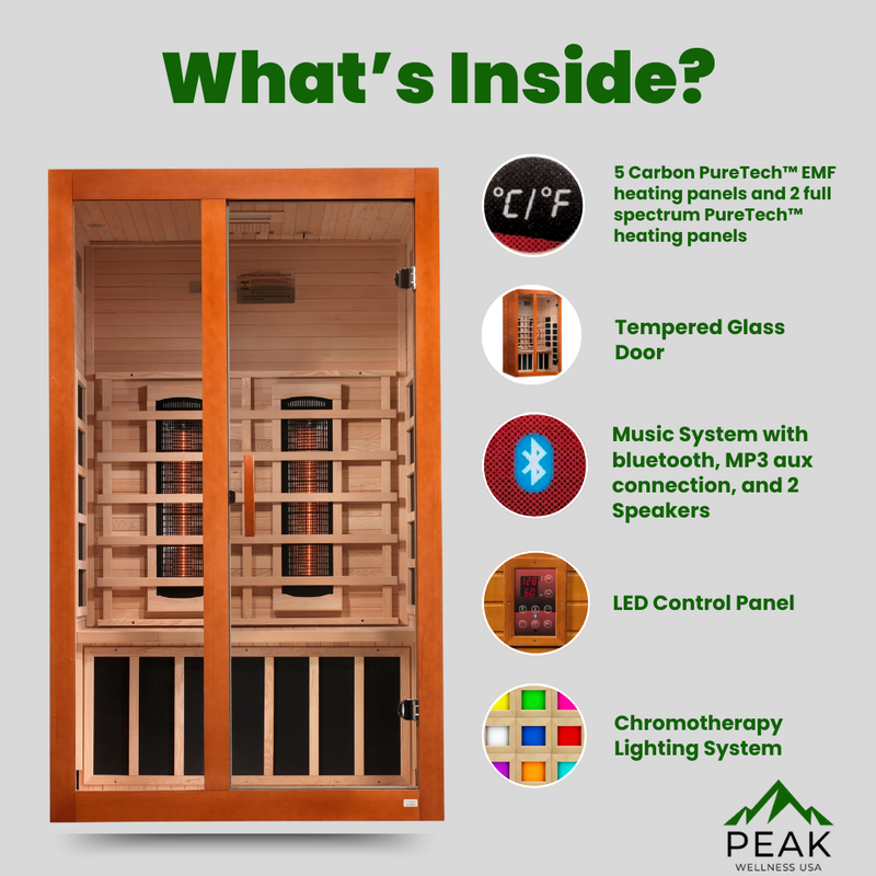 The Santiago 2 Person Near Zero EMF Full Spectrum Infrared Sauna | Dynamic Saunas