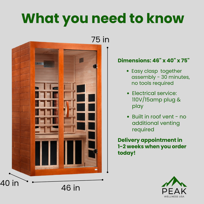 The Santiago 2 Person Near Zero EMF Full Spectrum Infrared Sauna | Dynamic Saunas