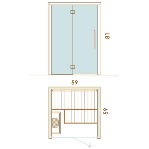 Auroom Cala Glass 3 Person Indoor Traditional Sauna