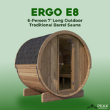 The Ergo E8 6 Person 7' Long Outdoor Traditional Barrel Sauna