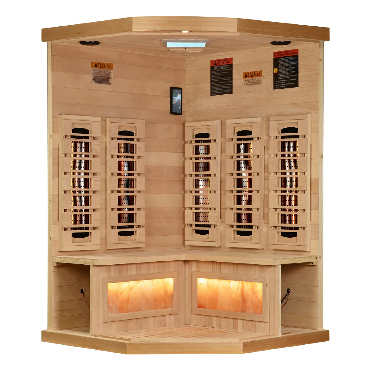 The Pinnacle 3 Person Full Spectrum Near Zero EMF Corner Infrared Sauna | Golden Designs