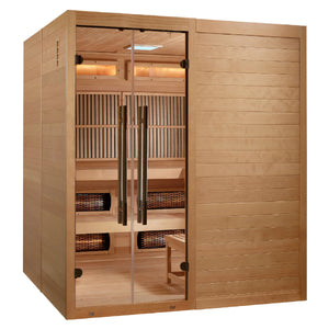 The Toledo 6 Person Hybrid (Full Spectrum Infrared and Traditional) Sauna | Golden Designs thumbnail