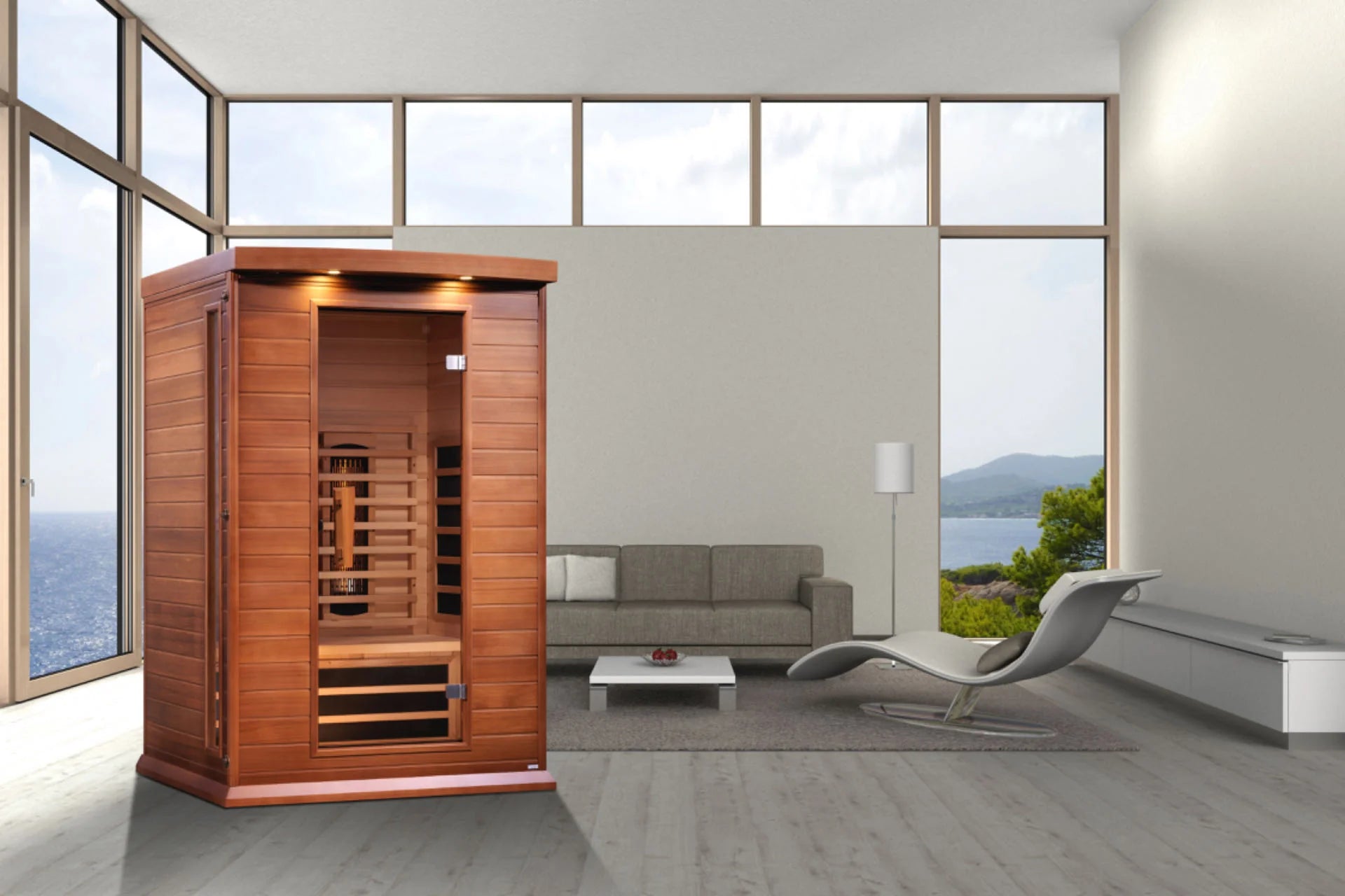 The Zephyr 2 Person Luxury Cedar Near Zero EMF Indoor Full Spectrum Infrared Sauna