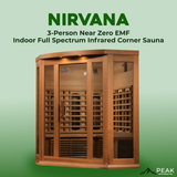 The Nirvana 3 Person Near Zero EMF Indoor Full Spectrum Infrared Corner Sauna