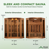 The Nirvana 3 Person Near Zero EMF Indoor Full Spectrum Infrared Corner Sauna