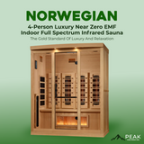 The Norwegian 4 Person Luxury Near Zero EMF Indoor Full Spectrum Infrared Sauna