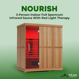 The Nourish 3 Person Indoor Full Spectrum Infrared Sauna with Red Light Therapy