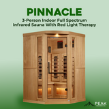 The Pinnacle 3 Person Luxury Near Zero EMF Indoor Full Spectrum Infrared Corner Sauna