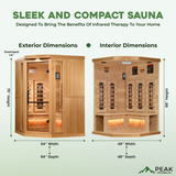 The Pinnacle 3 Person Luxury Near Zero EMF Indoor Full Spectrum Infrared Corner Sauna