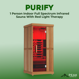 The Purify 1 Person Indoor Full Spectrum Infrared Sauna with Red Light Therapy