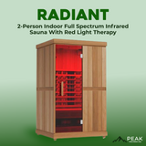 The Radiant 2 Person Indoor Full Spectrum Infrared Sauna with Red Light Therapy