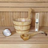 SaunaLife Rustic Bucket, Ladle, Timer and Thermometer | Sauna Accessory Package Sauna Life