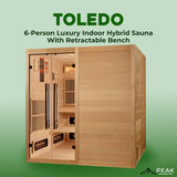 The Toledo 6 Person Luxury Indoor Hybrid Sauna with Retractable Bench