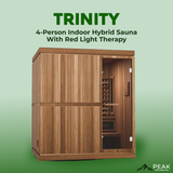 The Trinity 4 Person Indoor Hybrid Sauna with Red Light Therapy