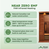 The Zephyr 2 Person Luxury Cedar Near Zero EMF Indoor Full Spectrum Infrared Sauna