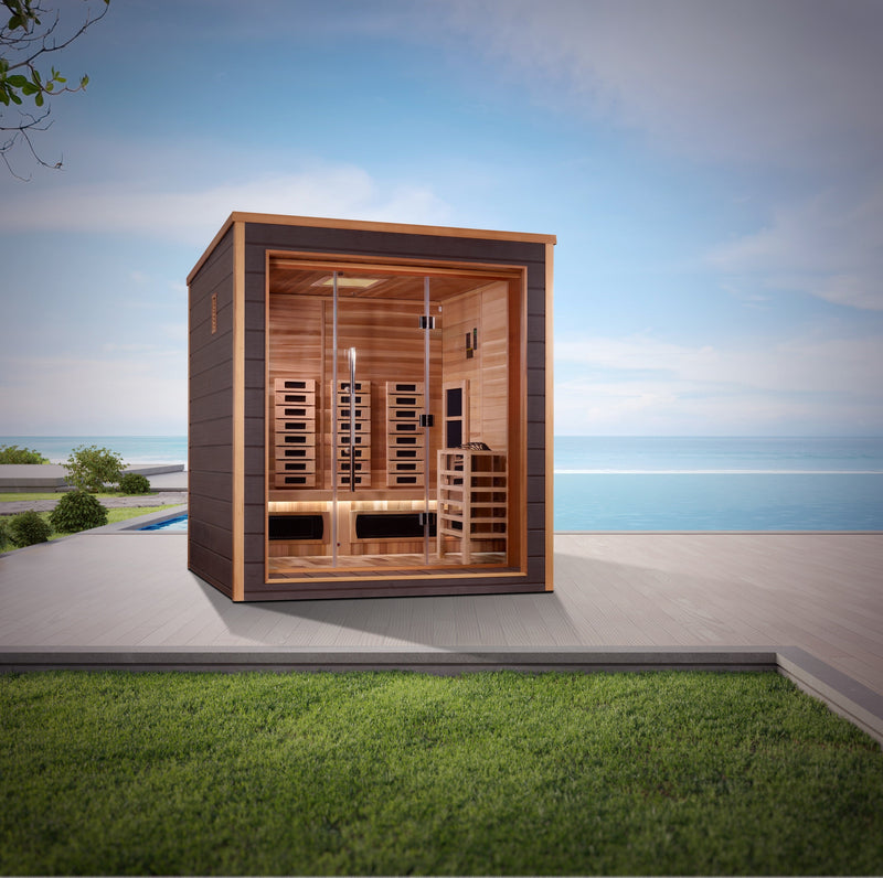 The Visby 3 Person Luxury Hybrid (Full Spectrum IR and Traditional) Sauna | Golden Designs