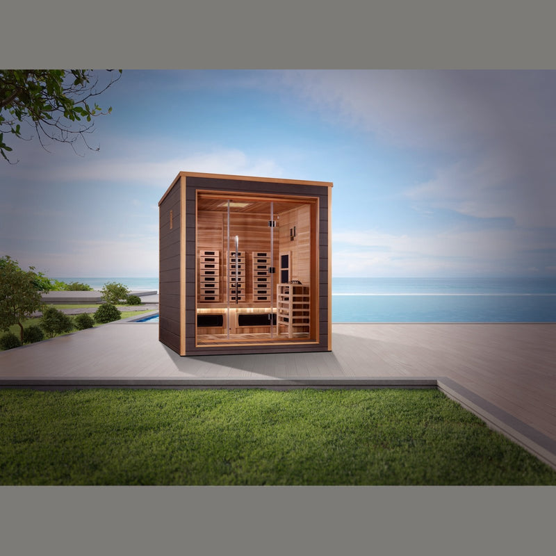 The Visby 3 Person Luxury Hybrid (Full Spectrum IR and Traditional) Sauna | Golden Designs