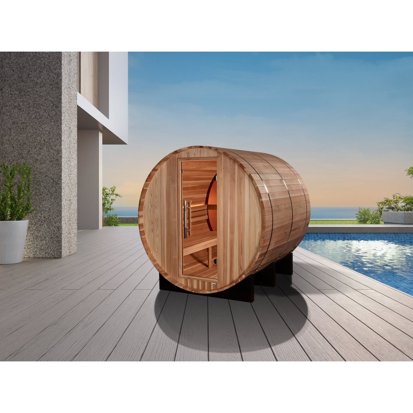 Golden Designs "Zurich" Traditional Outdoor Steam Barrel Sauna (4 Person) Golden Designs