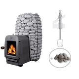 HUUM HIVE HEAT LS 12kW Wood Burning Sauna Stove Package w/ Thru-Roof Chimney and Stones