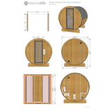 SaunaLife 6 Person 7' Long Barrel Sauna | Ergo Model E8 Sauna Life