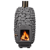 HUUM HIVE HEAT LS 12kW Wood Burning Sauna Stove Package w/ Thru-Roof Chimney and Stones